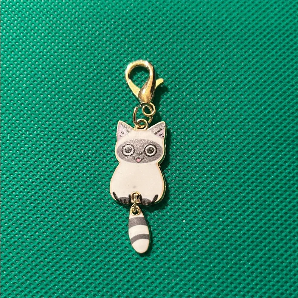 Gold and Gray Cat Charm